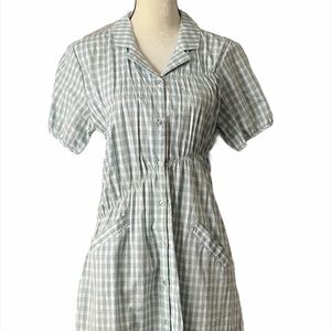 COPY - WeSC-NWOT-GREEN AND WHITE PLAID DRESS